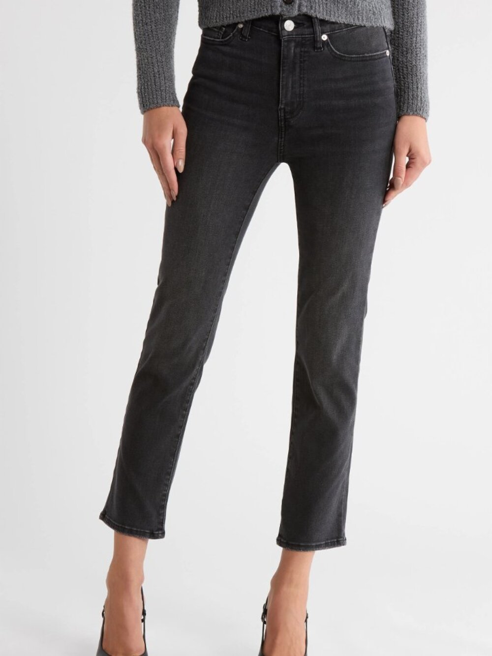 FRAME Le High Straight Jeans 28 Bosworth Black Gray Raw Hem LHSTRA134 - Picture 14 of 14